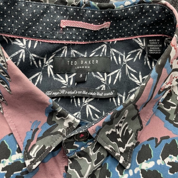 Ted Baker London Men’s Short Sleeve Shirt Size 5 Button Down Floral 100% Cotton - Picture 3 of 10